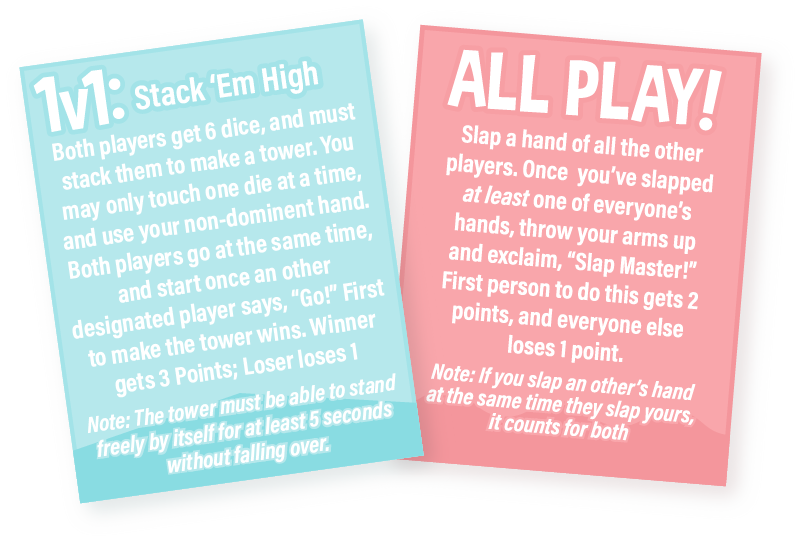 An image, showing the 2 types of challenge cards.